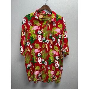 Oklahoma Sooners Button Up Shirt Floral Flamingo College Sports Tee 2XL XXL